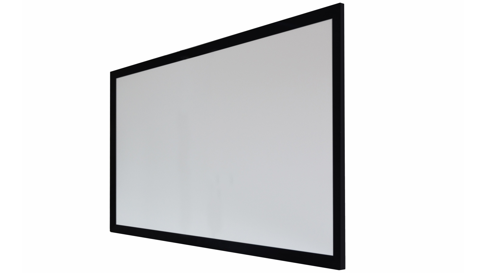 Fixed frame projection screen in a home theater room